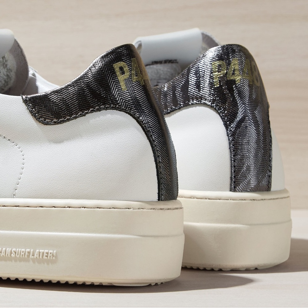 Classic Women's White Leather Sneakers with Metallic Accent - Picture 3 of 15